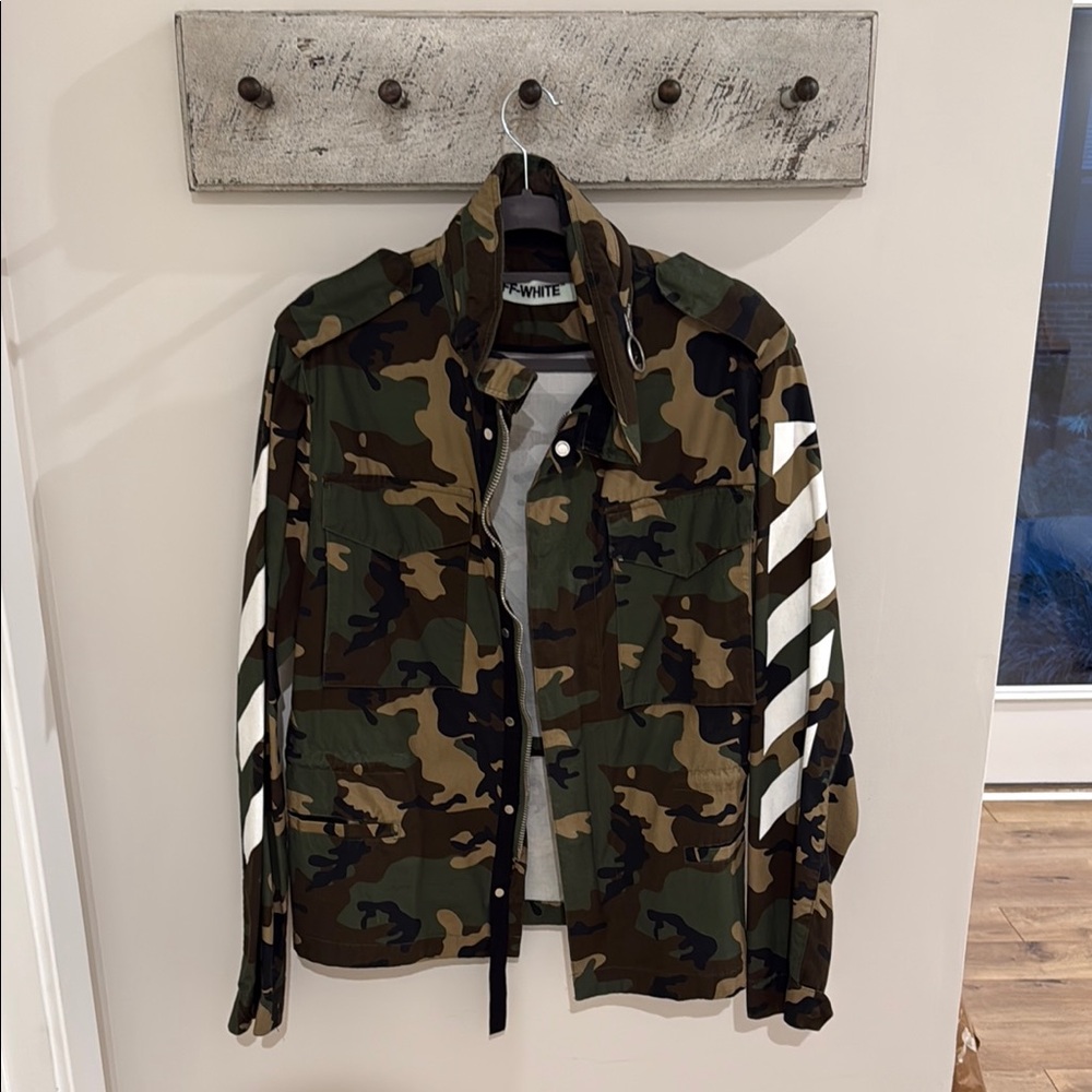 Off-White Camouflage Jacket with White Accents